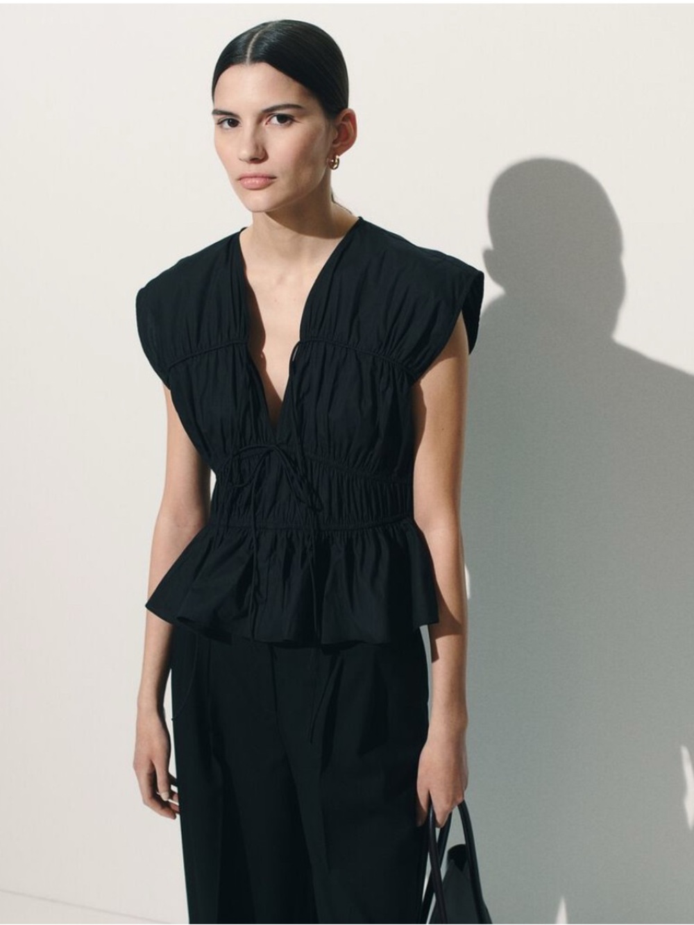 H&M Divided Drawstring Poplin Blouse or Vest Size Medium 100% Cotton